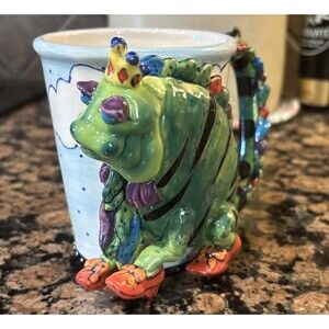 VTG. "The Wonderful Lizard Of Oz" Stoneware Mug Crown Ceramic By Diane Kwiecien